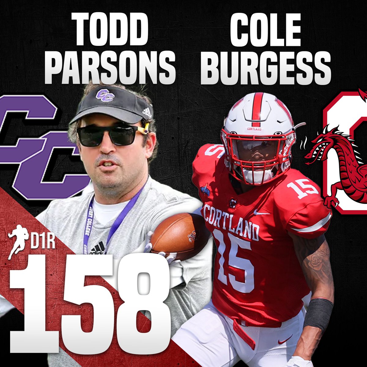 This episode is one for the 𝐁𝐎𝐎𝐊𝐒‼️ Hear from @CurryFootball HC @CoachTParsons about an exciting 2024 for the Colonels ☔️ Relive the Cinderella run for @CortlandFB with @MommasOnlySonn ahead of the NFL Draft 📈 Watch/Listen ➡️ linktr.ee/d1rejects