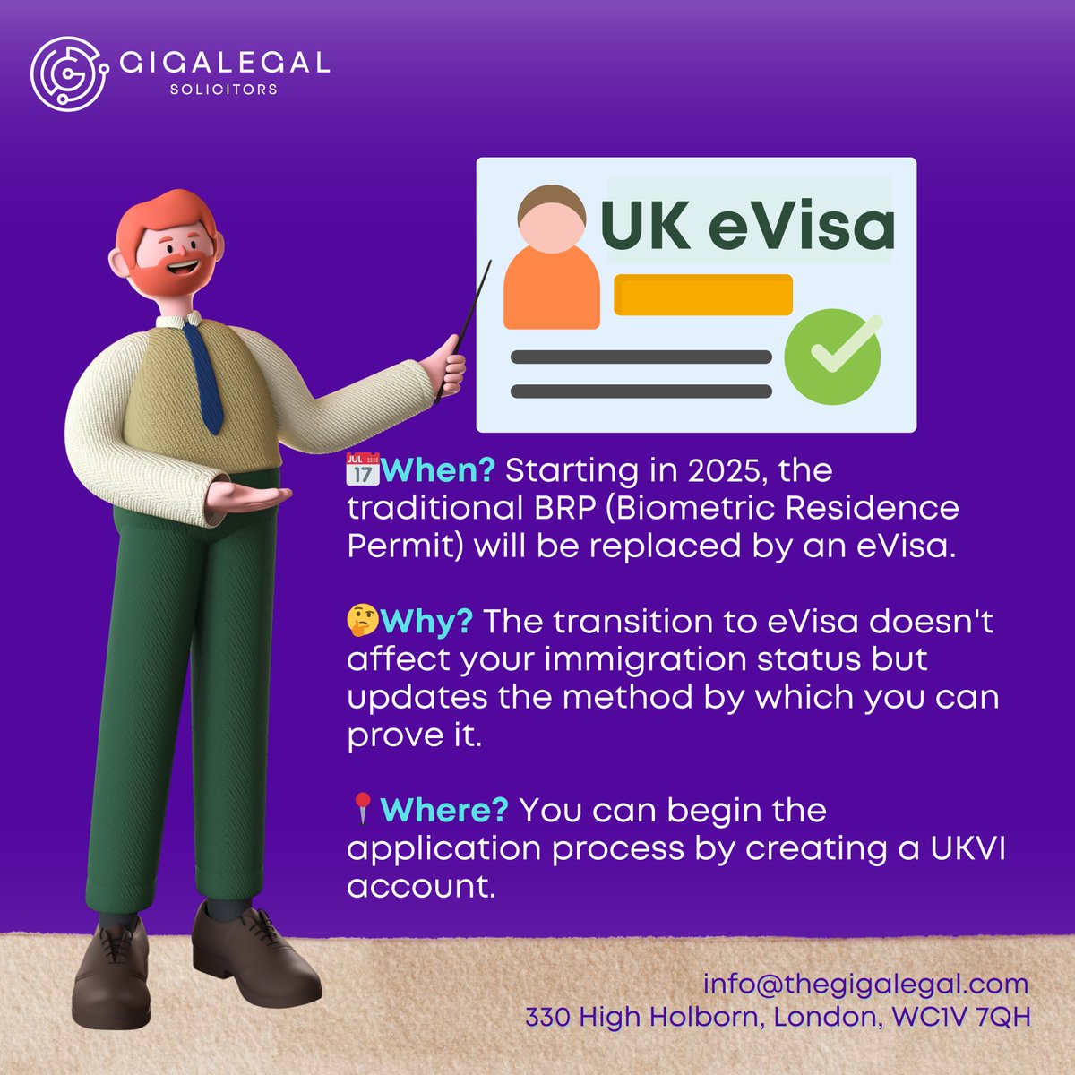 GigaLegal  Solicitors is here to guide you through the upcoming changes to proving your immigration status in the UK. 

Telephone: +442074067654
Mobile/WhatsApp: 07428 668336
𝐄𝐧𝐪𝐮𝐢𝐫𝐢𝐞𝐬: 𝐢𝐧𝐟𝐨@𝐭𝐡𝐞𝐠𝐢𝐠𝐚𝐥𝐞𝐠𝐚𝐥.𝐜𝐨𝐦

#GigaLegal #ukimmigration #BRP #eVisa
