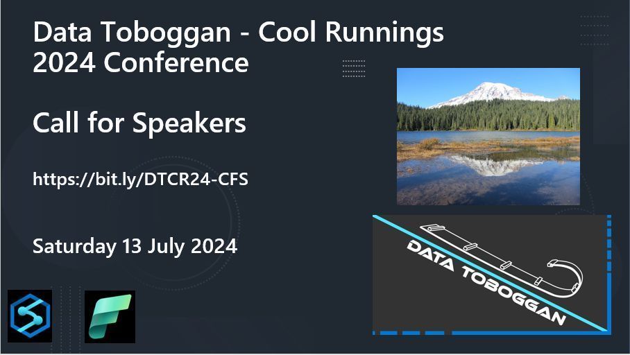 DataToboggan Cool Runnings welcomes all submissions. Submit now 
CfS: buff.ly/3VFvnn6
Date: 13th July 2024
#datatoboggan #azuresynapse #microsoftfabric #synapseanalytics