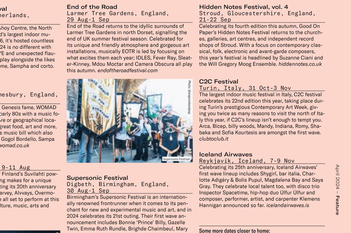 Huge thanks to @SkinnyMagMusic for including @supersonicfest in their guide to the best festivals this year. In great company with @WOMADfestival and @EOTR theskinny.co.uk/festivals/uk-f…