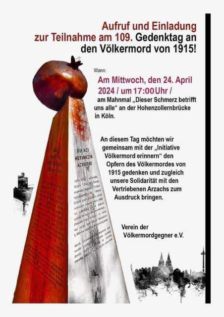 Ermeni Soykırımı kurbanları Köln'de anılacak 🔴Anma 24 Nisan Çarşamba akşamı Köln’deki Ermeni Soykırımı Anıtı’nın olduğu Hohenzollernbrücke’de yapılacak. nupel.tv/ermeni-soykiri…