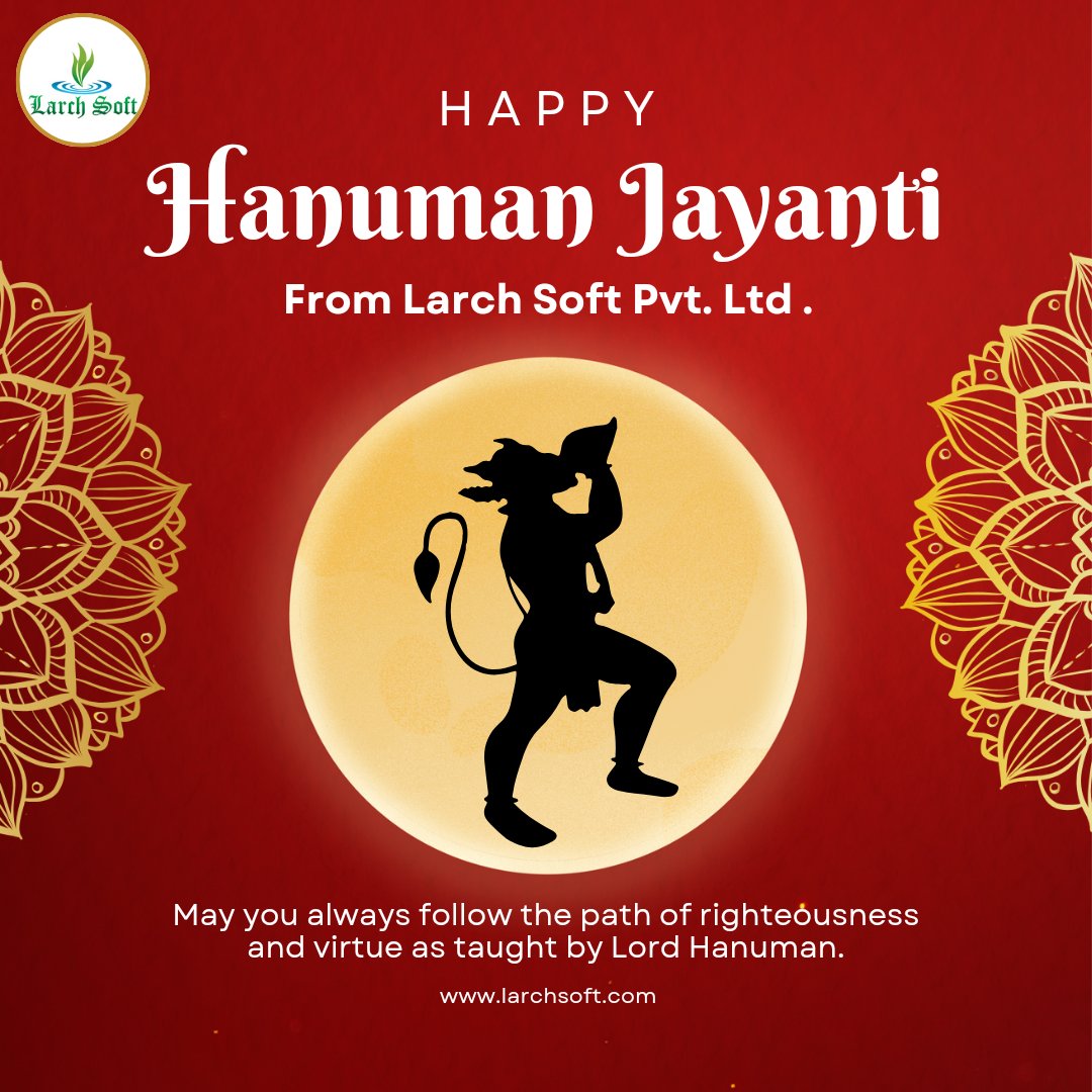 LarchSoft's tweet photo. May the divine blessings of Lord Hanuman illuminate your path with strength, courage, and unwavering devotion. Happy Hanuman Jayanti! 🕉️🪷🪔

#festive #hanumanjayanti #happyhanumanjayanti #hanumanjayanti2024 #festival #indianfestival #websolutionscompany #larchsoft https://t.co/ibai5zItQM