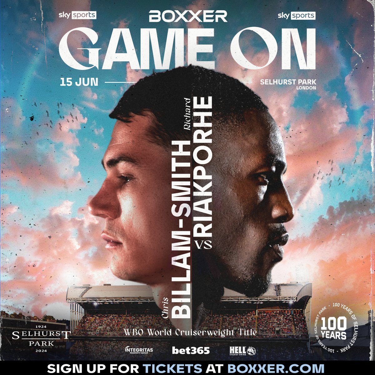 CPFC's tweet photo. GAME ON 👀🥊

We’re delighted to announce that we will host a historic, all-British World Title boxing fight celebrating 100 years of Selhurst Park 😍

Let’s go, @r_riakporhe ❤️💙

@boxxer | @skysports