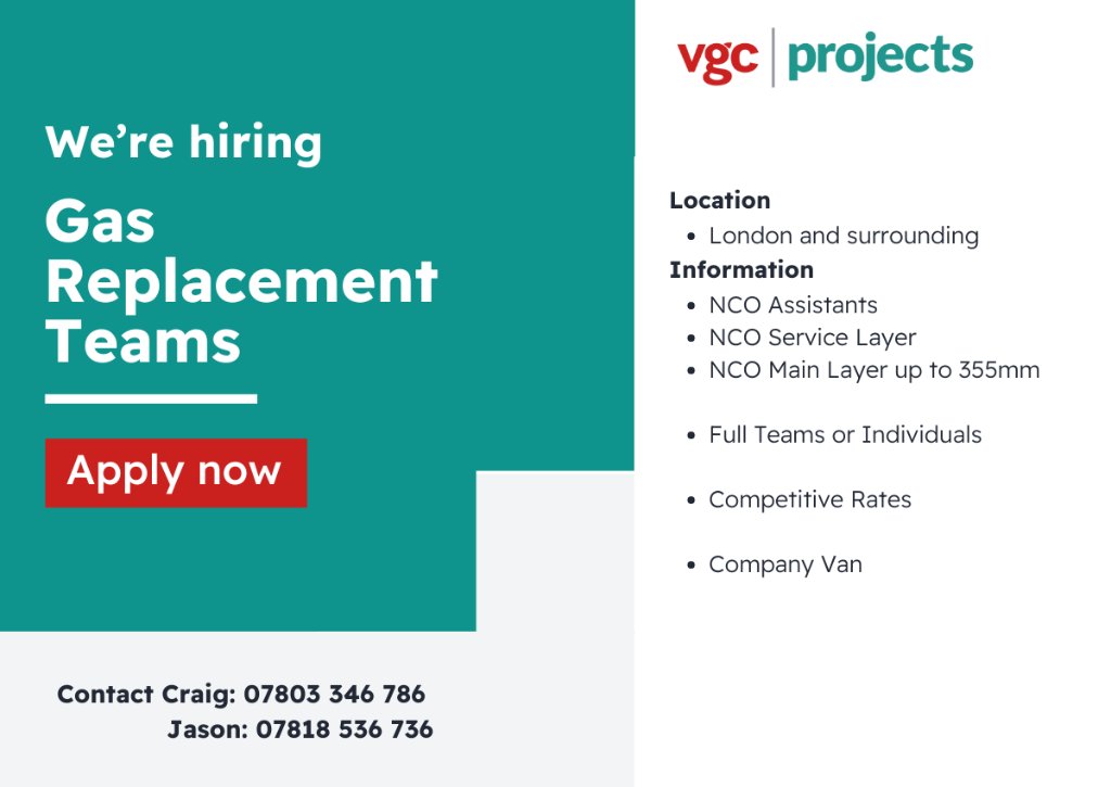 ✨ Job Vacancies ✨

The VGC Projects team is hiring for Gas Replacement Teams in London and surrounding areas.📍

Explore our comprehensive list of current openings on our website👇
vgcgroup.co.uk/jobs/

#VGCGroup #JobVacancies #JobOpportunities #Hiring
