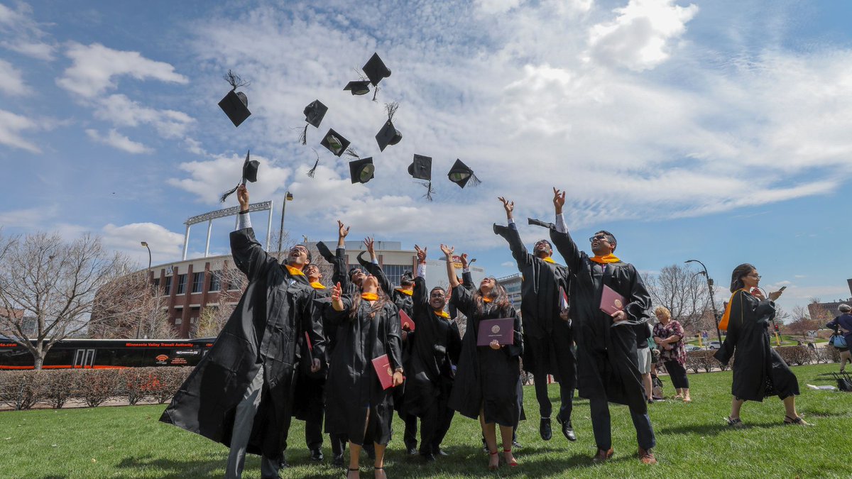 Launching into the future, one cap at a time! 🎓 Hats off to the #ClassOf2024 What’s your favorite memory from graduation? #UMN #UMNAlumni #Graduation