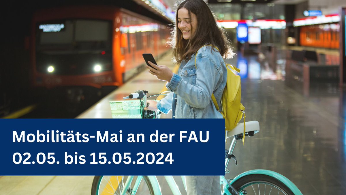 Save the Date: Mobilitäts-Mai an der FAU! 🌿🚴‍♀️ Mehr Bewusstsein und Motivation für nachhaltige Mobilität und klimafreundliche Verkehrsmittel. Mehr Infos zu den Veranstaltungen: green-office.fau.de/2024/04/17/mob…