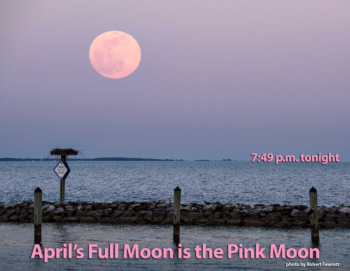 Venture outside this evening and catch a glimpse of April’s full Pink Moon. This full moon will reach peak illumination at 7:49 p.m. EST. For the best views, find an open area and watch as the moon rises just above the horizon.

#getoutdoors