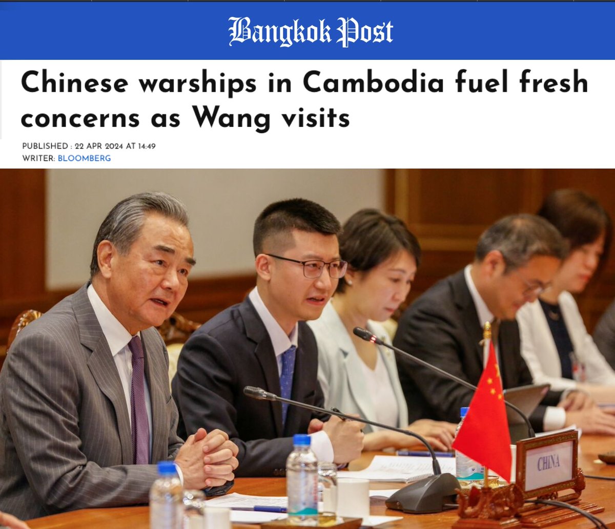 #Chinese Warships in #Cambodia Fuel Fresh Concerns as Wang Visits Wang Yi on three-day visit to Cambodia as security ties deepen. US concerned #China will establish permanent presence at Ream naval base. China’s top diplomat has pledged to further boost security ties with