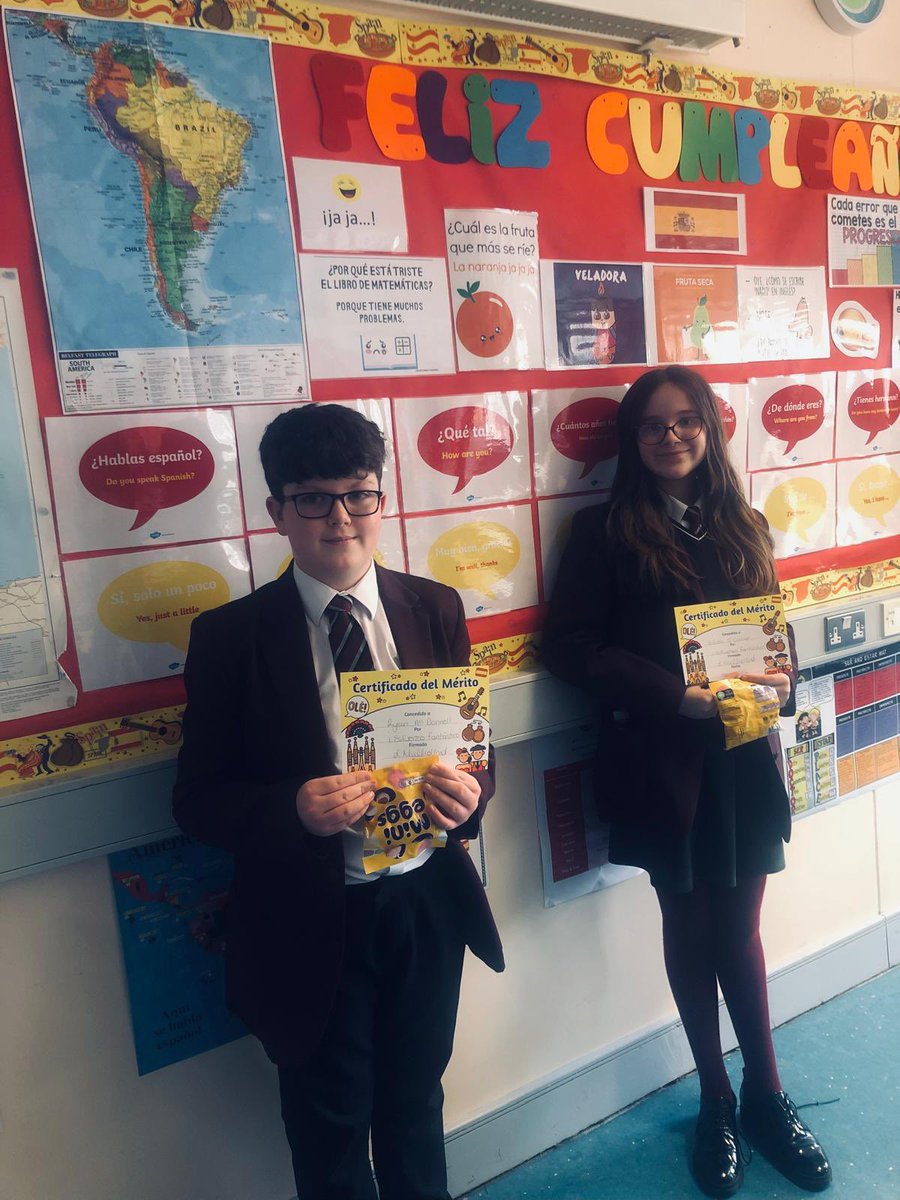 SpanishSPHS's tweet photo. Congratulations to the following amazing Year 8 pupils for all of their fantastic work in Term 2 Spanish! 👏🏻 🇪🇸 

Medb Mc Conville and Daithi Hughes 895

Ryan Mc Donnell and Eilidh O’Connor 816

Ethan Salinger (Isabella Mc Parland not pictured) 825 https://t.co/oSKtInzBxe