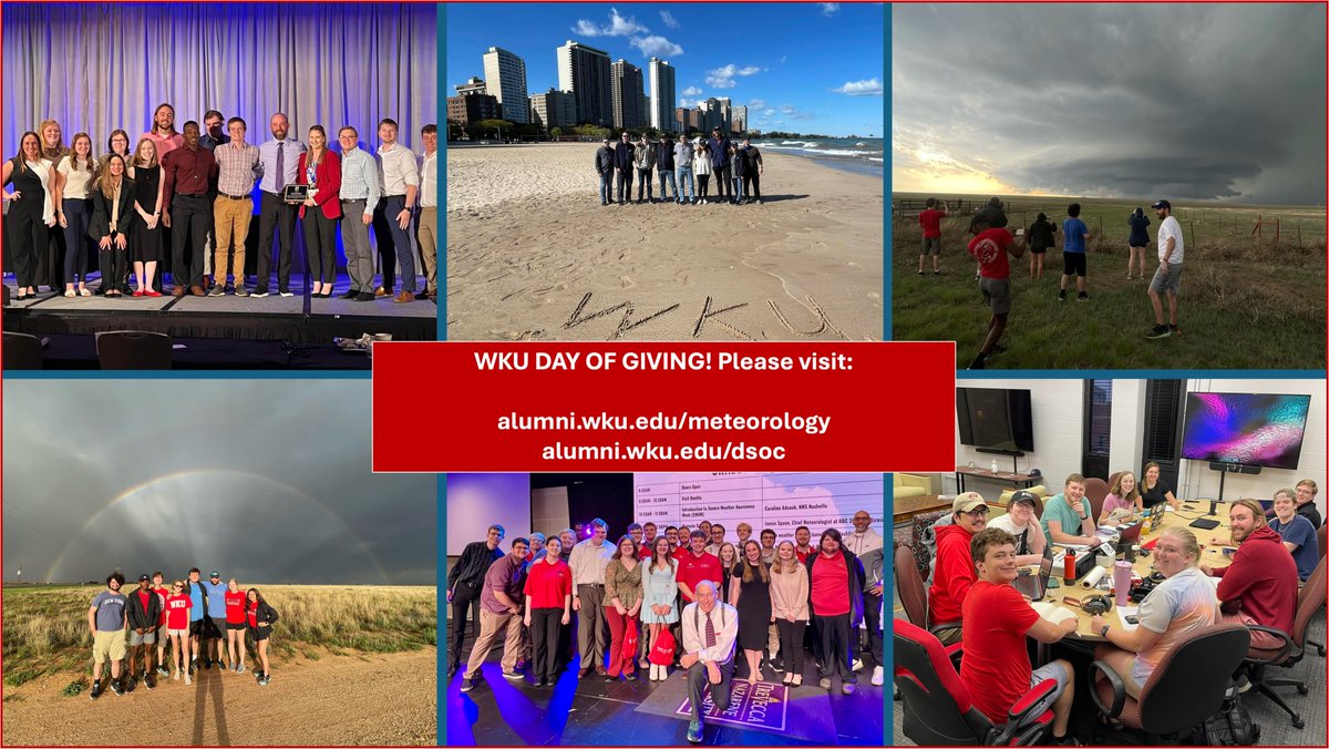 Success of the #WKU Meteorology Program has largely been due to our exciting professionalized capstone learning experiences unmatched at other universities. Consider supporting these amazing student experiences! #WKUDayofGiving alumni.wku.edu/meteorology alumni.wku.edu/dsoc