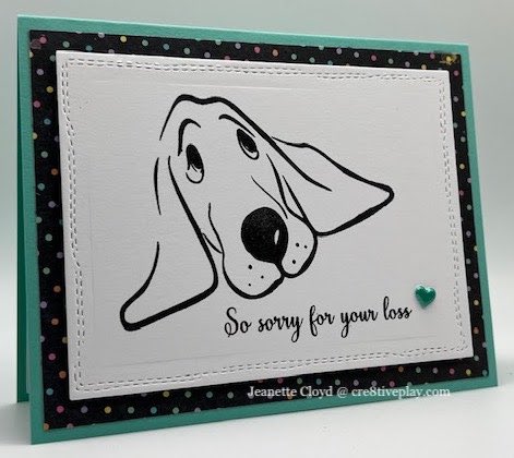 This week’s SCS CAS challenge is Pet Sympathy. #splitcoaststamperschallenges #splitcoaststampers #cas #ginakdesigns #picketfencestudios #onmyblog #cre8tiveplayblog #cardmakersofinstagram