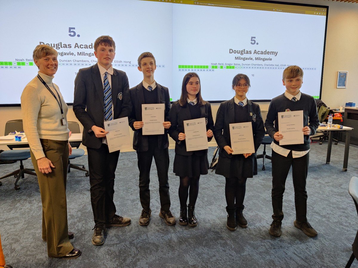 A team of S3 pupils took on the #NabojMaths Competition on Friday 19th of April. Well done to those students who took part and achieved 5th place at the Glasgow event. @DouglasAcad