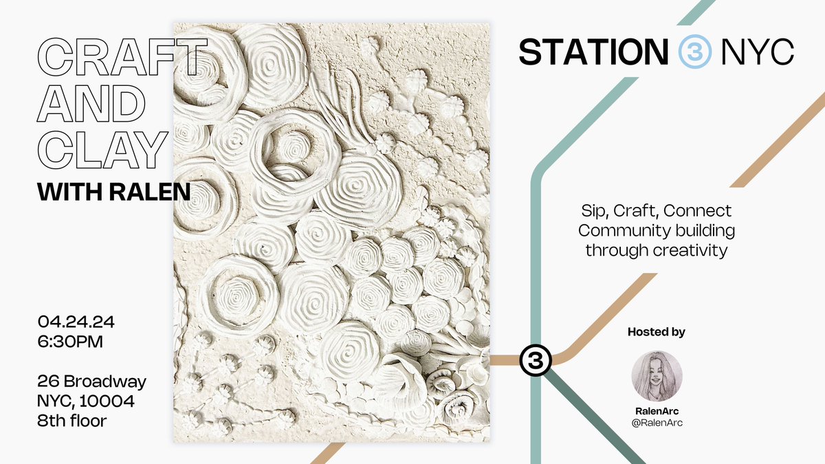 gm 👋 Just a quick reminder that the clay art event is happening tomorrow evening, April 24th at @Station3NYC! So excited to create some clay art with you all 💖 Register here: (link) lu.ma/c89jm9py