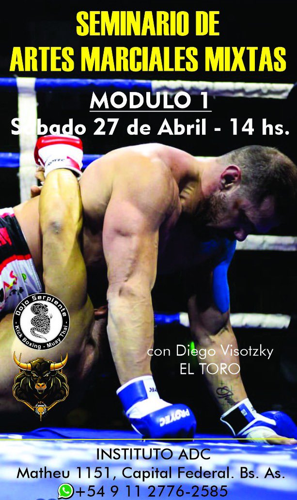 institutoadc's tweet photo. ¡Seminario de MMA! 

Aprende las técnicas de lucha más efectivas, perfeccionar tu habilidad de combate y mejorar tu condición física. ¡Aprovecha esta oportunidad de entrenar con Diego Visosky y llevar tu juego al siguiente nivel! 

Anótate ahora !!! https://t.co/tgiA8PaHJl