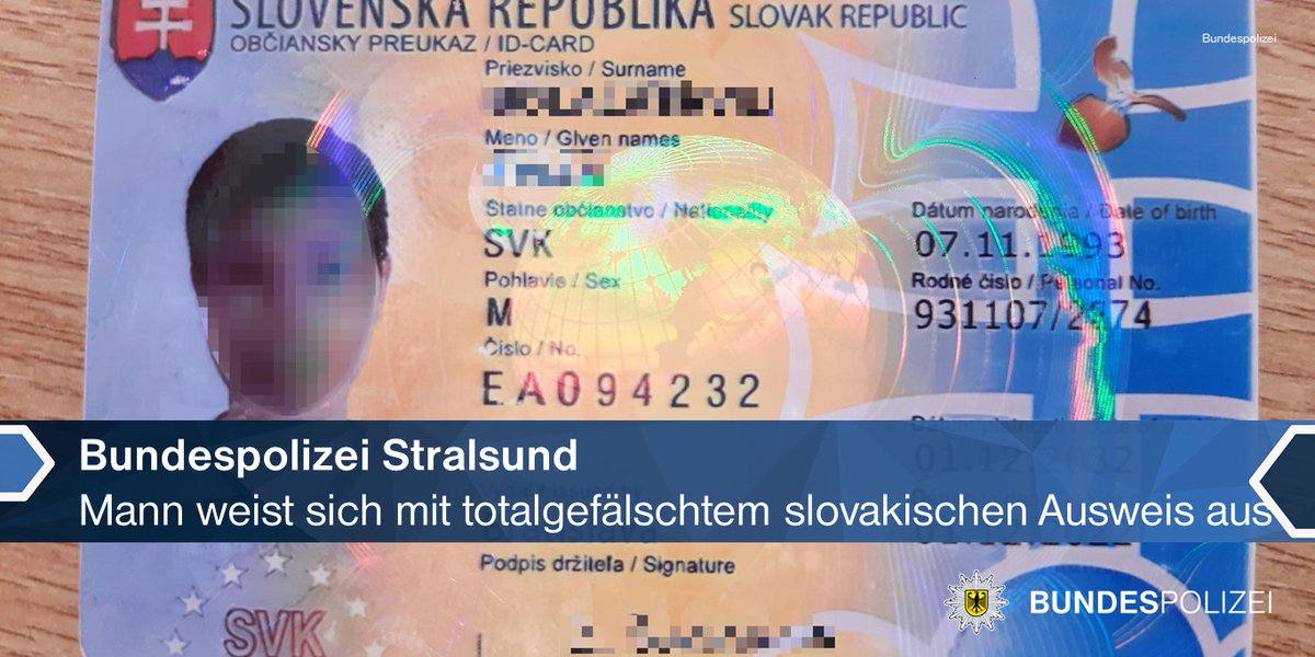 Gestern kontrollierten Bundespolizisten einen Mann im RE von #Lietzow nach #Stralsund.
Sein Ausweis war eine Totalfälschung. Die Streife stellte mittels Fingerabdrücken fest, dass er seit 2021 keinen legalen Aufenthaltsstatus in Deutschland besaß.

Mehr ➡️ sohub.io/9nj7