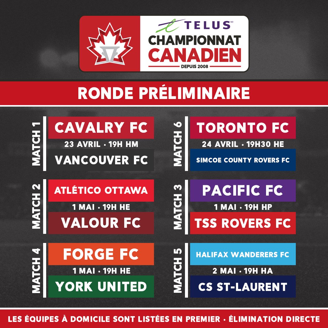 NiltonJorge's tweet photo. 🏆🇨🇦 CHAMPIONNAT CANADIEN
Aujourd'hui marque le début du #ChampCan avec le premier match opposant Cavalry FC à Vancouver FC. Demain, ce sera au tour du TFC d'affronter le club semi-professionnel ontarien Simcoe County Rovers FC.
À Calgary, on trouve Shamit Shome, qui est un ancien joueur de l'Impact, ainsi que Maël Henry, ancien de l'académie, et Diego Guitiérrez de Greenfield Park.
Quant au CS St-Laurent, le représentant de la Ligue 1 Qc clôturera la phase préliminaire en affrontant Halifax Wanderers FC, le jeudi 2 mai.