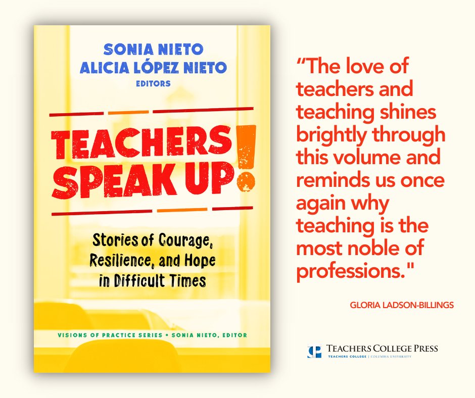 It's time for practitioners closest to students to have a more direct influence on the purpose and aims of learning and teaching. @sonianieto tcpress.com/teachers-speak…