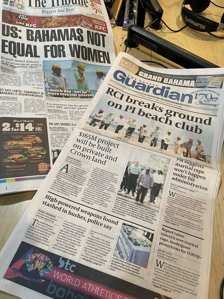 #MorningBlend is LIVE on @guardianradio96. “In The News”- RCI breaks ground on PI Beach Club; PM: marital rape not in PLP’s “Blueprint for Change”,not necessarily priority; US State Dept. raises concern over marital rape, lack of access to abortions; Cleare confirmed prison chief