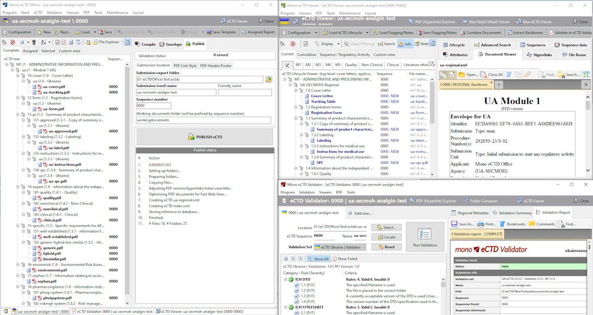 ectdoffice's tweet photo. 📣 Release announcement: *full support* and compliance with UA (#Ukraine SECMOH) #eCTD Module 1 implemented in Mono eCTD Office (publishing), Mono eCTD Validator (technical validation) and Mono eCTD Viewer (reviewing).
https://t.co/YHj6kCyhYF Are you prepared for test period? https://t.co/dk8Y8mvuDY