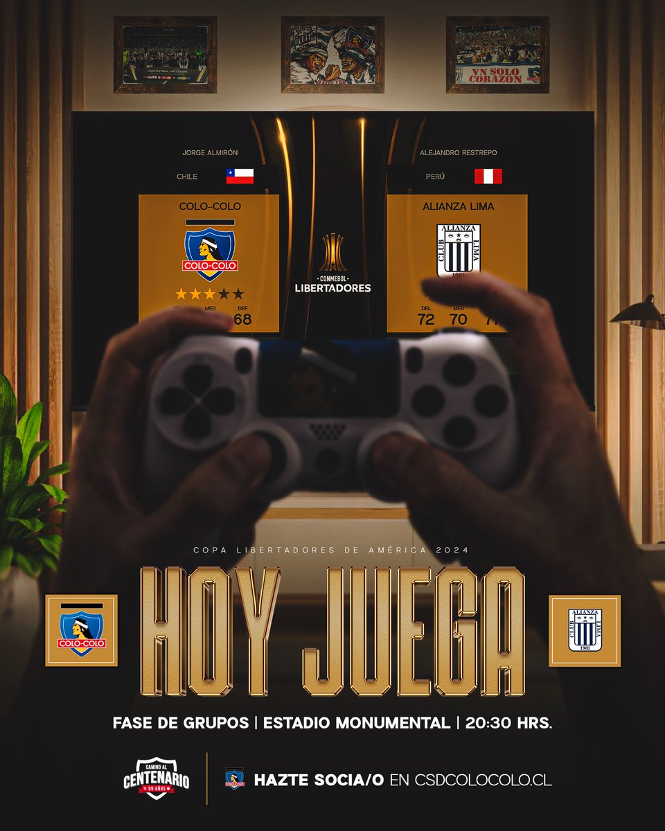 ¡𝐍𝐎𝐂𝐇𝐄 𝐃𝐄 𝐂𝐎𝐏𝐀 𝐋𝐈𝐁𝐄𝐑𝐓𝐀𝐃𝐎𝐑𝐄𝐒!🏆🔥

El Cacique se medirá esta noche ante sus hermanos de Alianza Lima en el Estadio Monumental en su tercer partido de la Fase de Grupos de Copa Libertadores 💪🏽

¡Colo-Colo y Alianza Lima bajo un solo corazón! 🫱🏾‍🫲🏾🤍🖤