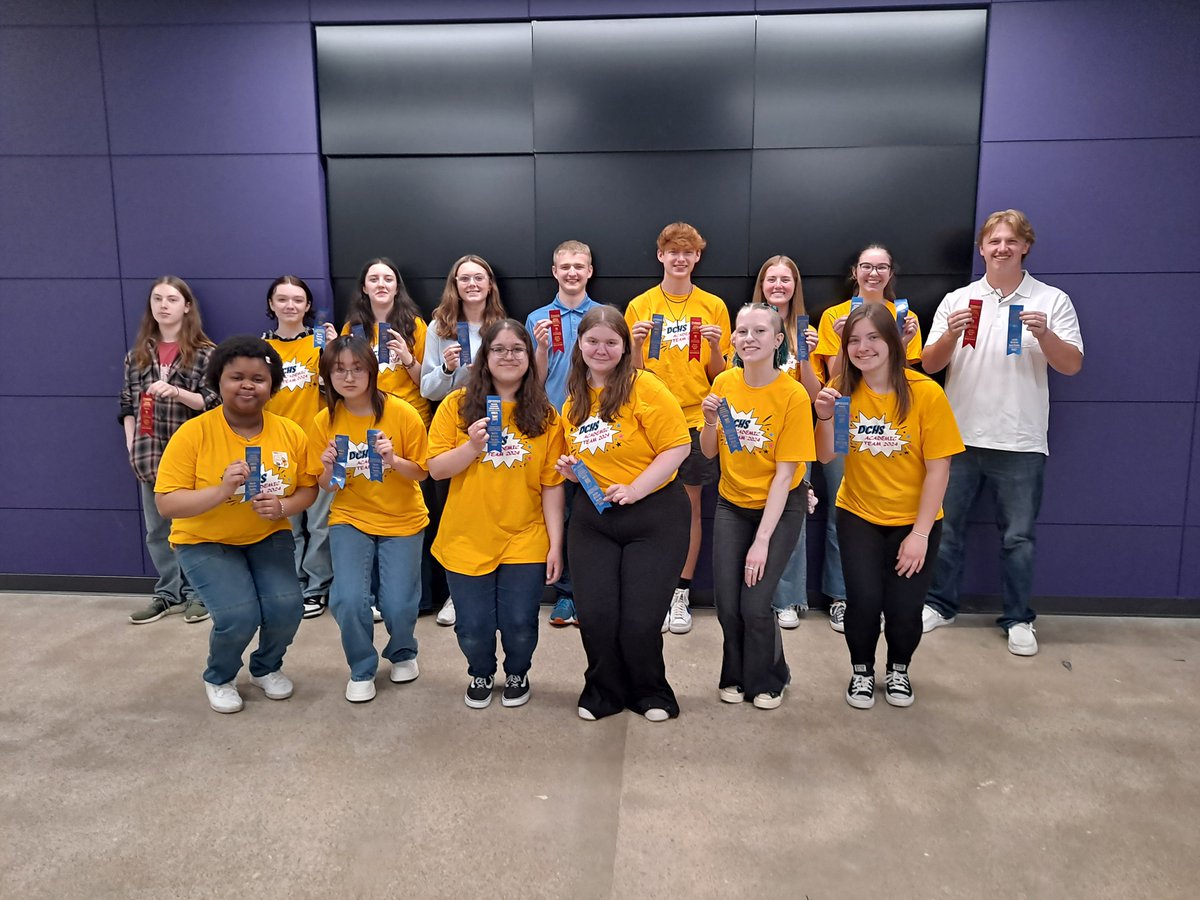 DCHS did a great job at the Area competition for the Academic Super Bowl! Science, Fine Arts, English, and Social Studies each got first in their class, and Math got 2nd. Because they were each in the top 5 in scores across the state, they have qualified to compete at State!
