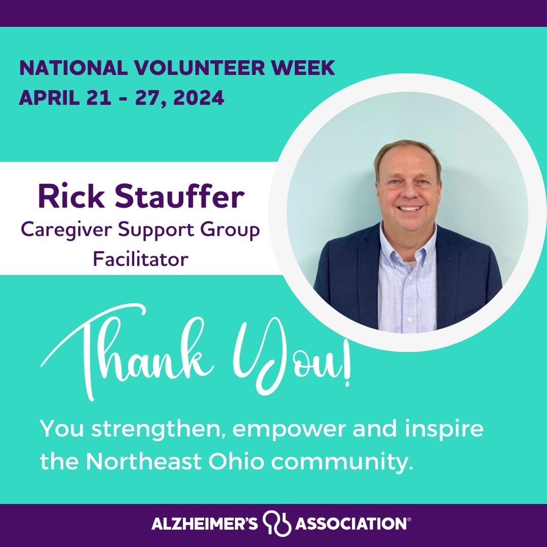 ALZGEO's tweet photo. In honor of #NationalVolunteerWeek, we are recognizing volunteers who help us work toward our mission of a world without Alzheimer's. Rick is a caregiver support group facilitator who is caring, knowledgeable and always smiling. Thank you, Rick, for everything you do! #ENDALZ https://t.co/ReA8IeUts8
