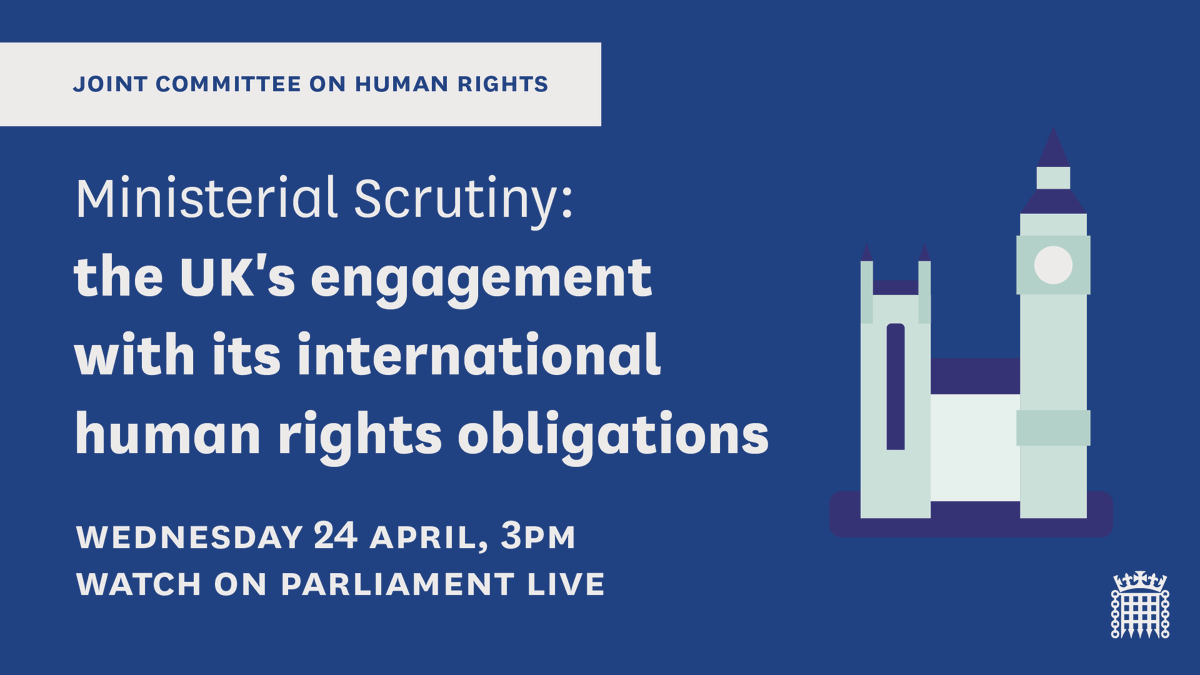 📢 Tomorrow, we'll be questioning the Under-Secretary of State in the Ministry of Justice, Lord Bellamy KC, as part of our ministerial scrutiny into the UK's engagement with its international human rights obligations. Watch live from 3pm ⬇️ committees.parliament.uk/event/21342/fo…