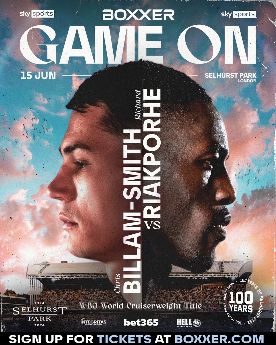 𝙂𝘼𝙈𝙀 𝙊𝙉! ⚽️🥊 @ChrisBillam and @R_Riakporhe are set to light up Selhurst Park for a historic, all-British World Title summer showdown! A rematch years in the making, this will be a summer to remember 💥 Sign up for pre-sale tickets at BOXXER.com 🎟