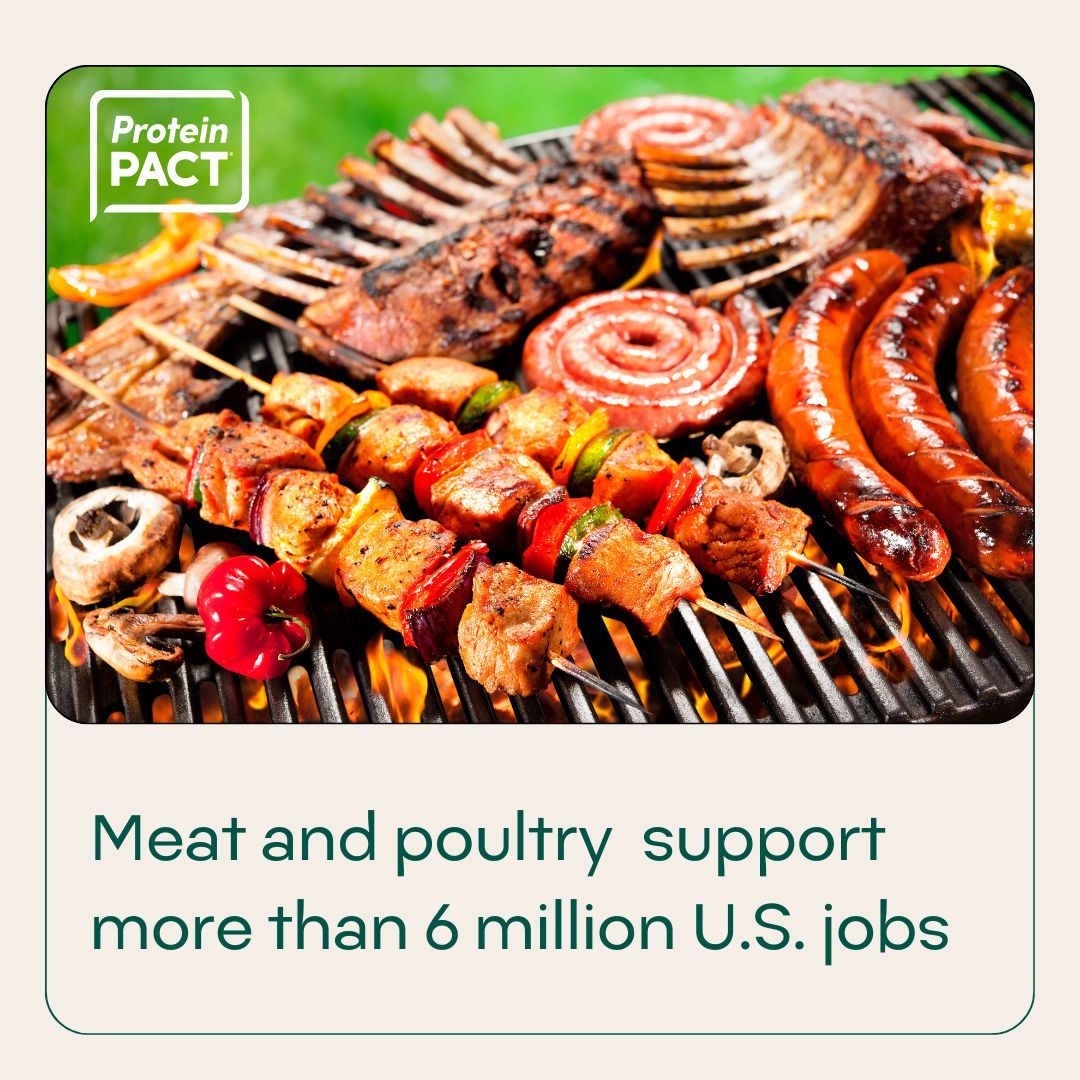 Meat and poultry support more than 6 million U.S. jobs. Our #ProteinPACT vision will ensure #AnimalAg continues supporting farmers, workers, families, and sustainable #FoodSystems for generations to come. 

buff.ly/3ZE7Fq4