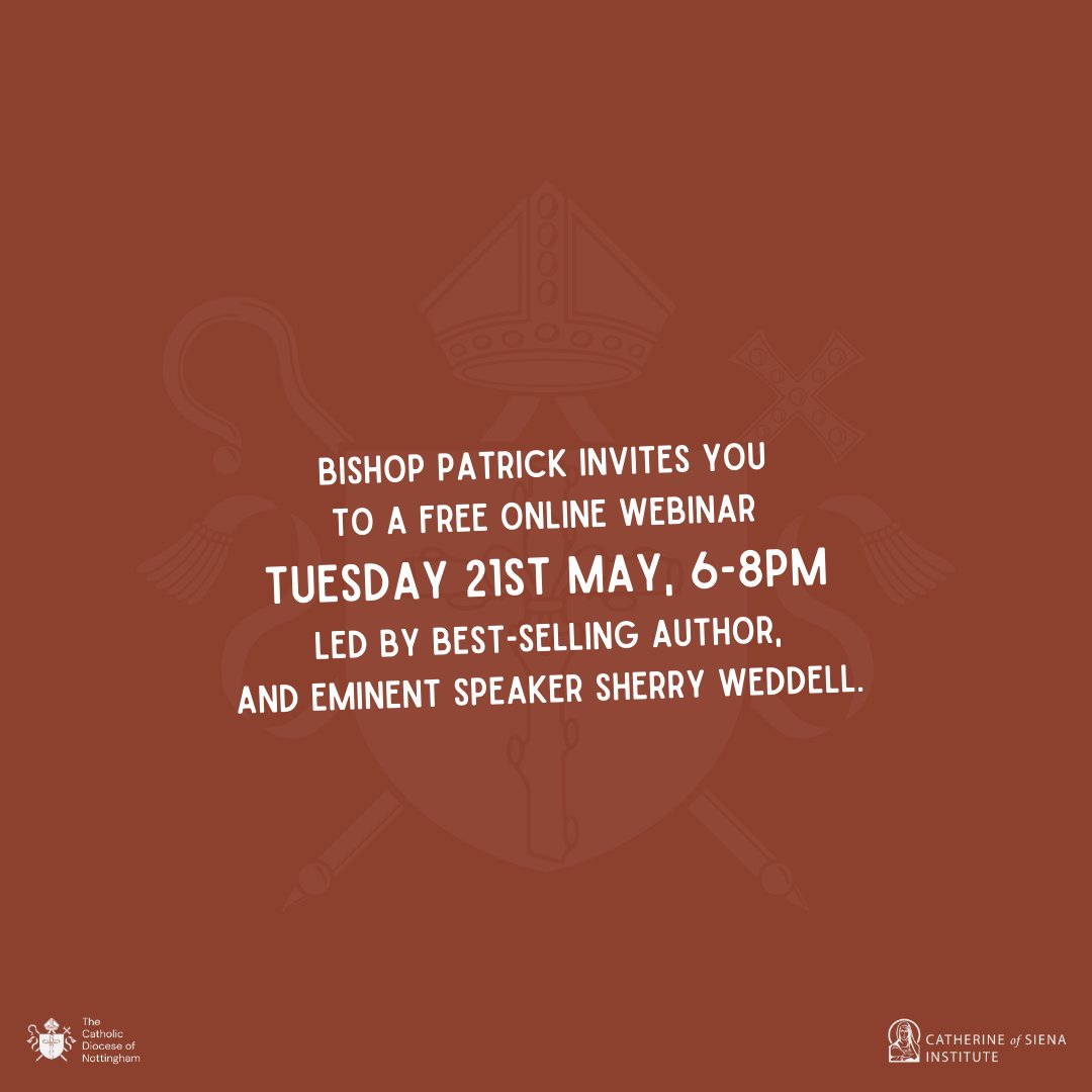 NottsDiocese's tweet image. An invitation to all! ✉️ Bishop Patrick invites you to a free online webinar, Tuesday 21st May, 6-8PM, led by best-selling author, and eminent speaker Sherry Weddell! 

Sherry, who is co-founder and co-director of the Catherine of Siena Institute and the author of ‘Forming