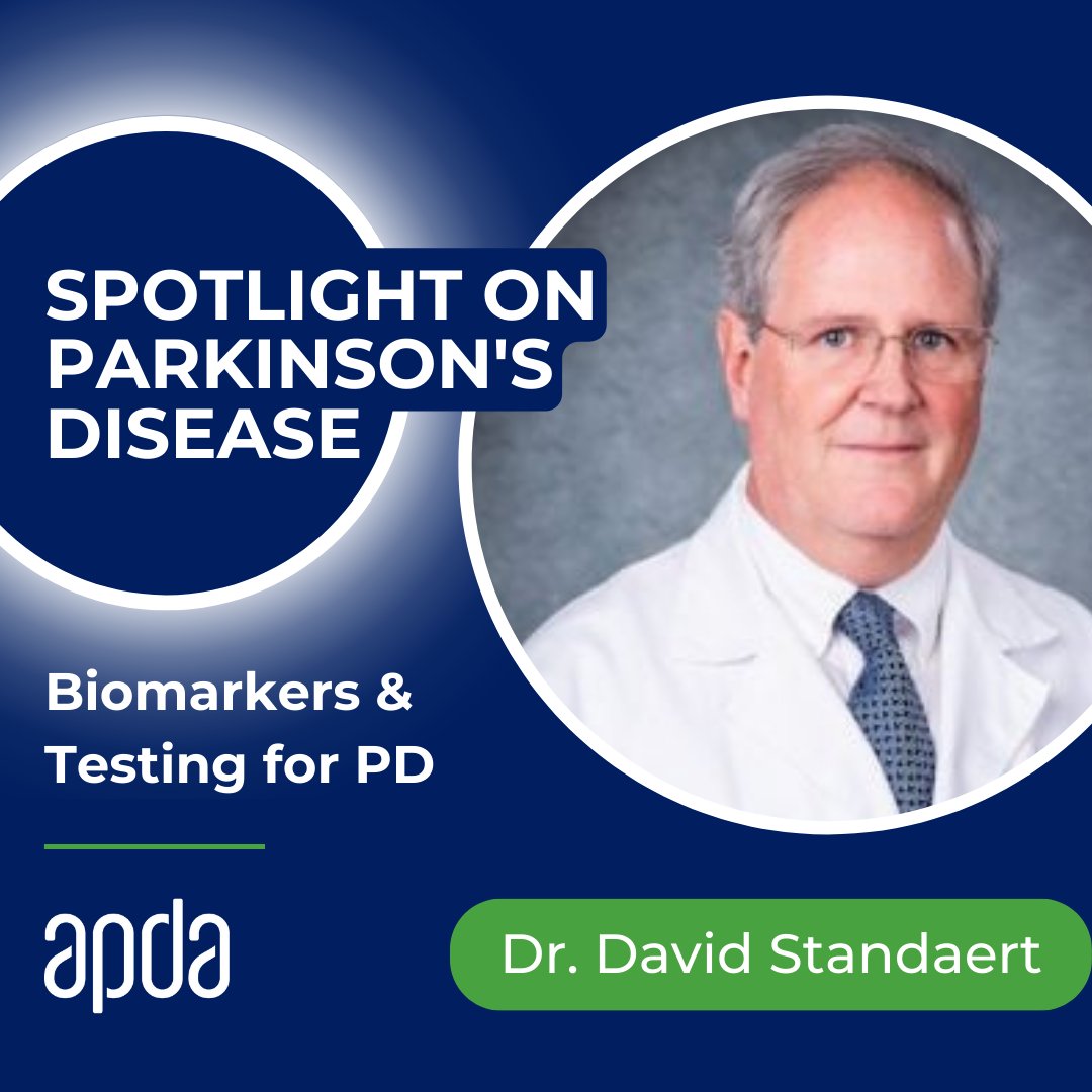 Is there a test to diagnose Parkinson’s? Log on with APDA on May 9, 2024, at 2 PM ET / 11 AM PT, as the Chairman of APDA’s Scientific Advisory Board, Dr. David Standaert, gives us a primer on biomarkers for PD and answers your questions. apda.link/SpotlightMay