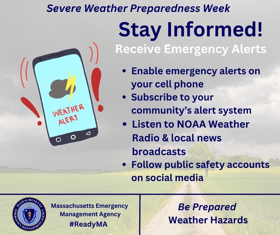 On day two of #SevereWeatherPreparedness Week MEMA would like to highlight some ways you and your family can #stayinformed. Emergency alerts play an important role in making sure you and your family can stay safe during a disaster or emergency. Learn more: tinyurl.com/32td9vt8