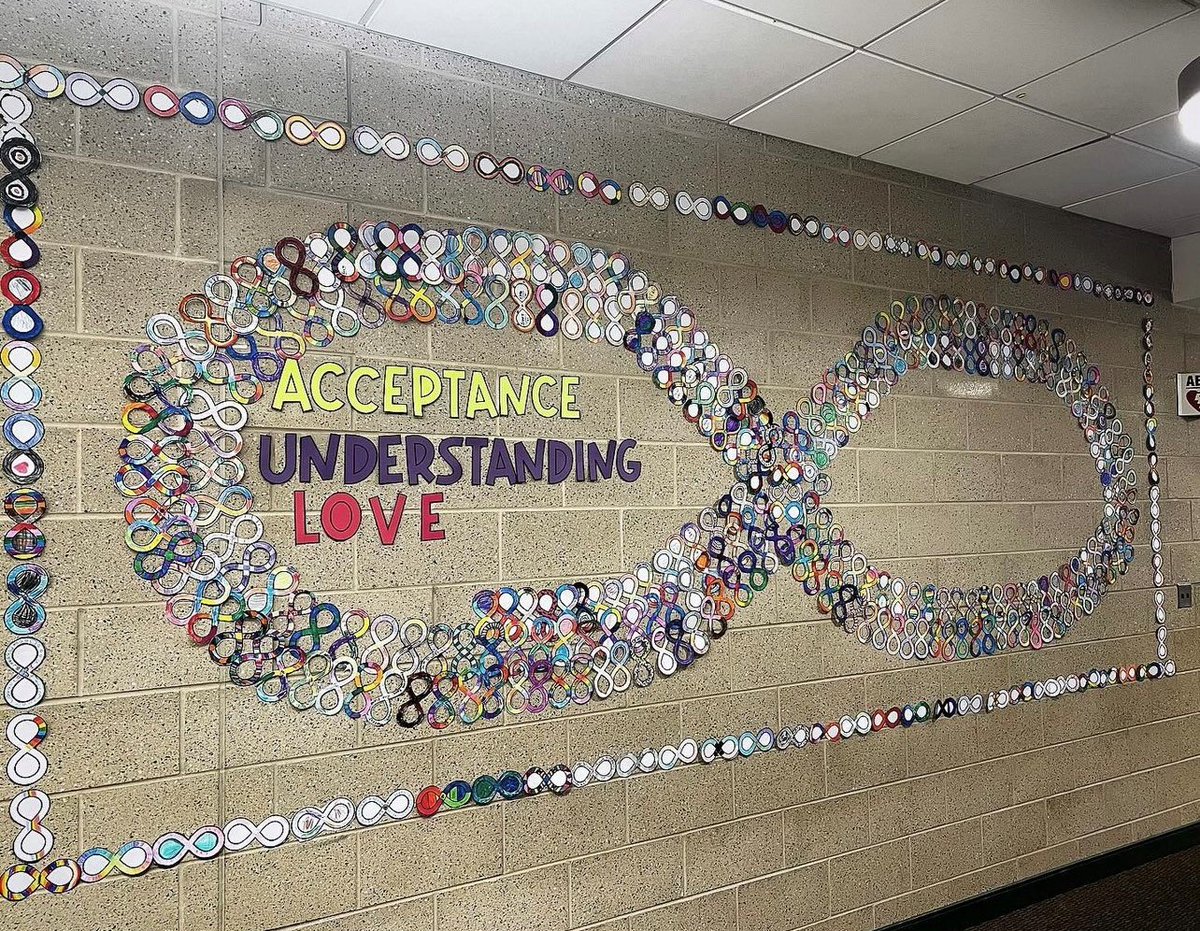 Another beautiful display for Autism Acceptance Month, this one from Bullock School, expressing 'Acceptance, Understanding and Love.'