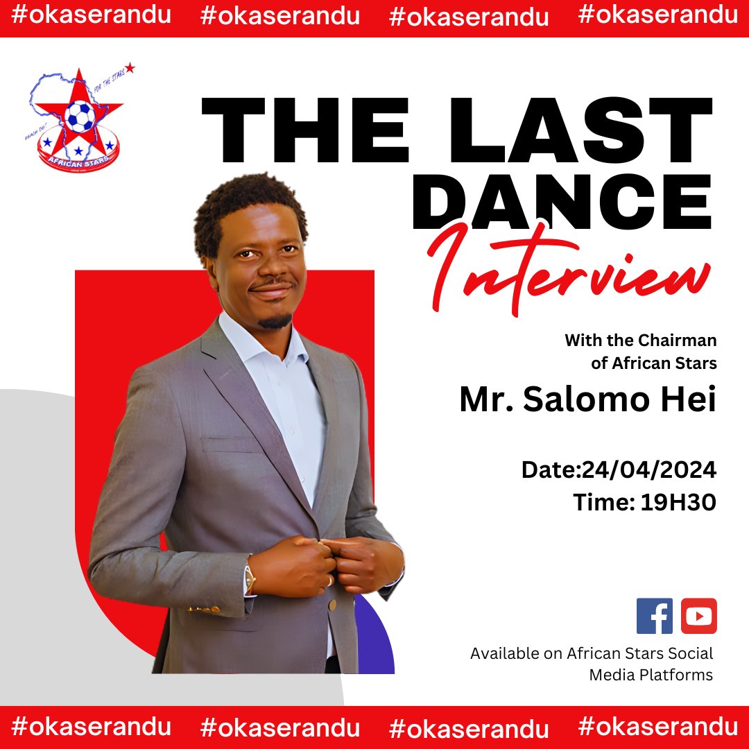 Exclusive Interview! Tune in to African Stars official platforms at 19:30 for an insightful conversation with the Chairman. Get firsthand insights, updates, and future plans directly from the top. Don't miss out on this special interview! #Okaserandu