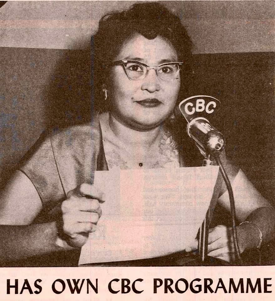 Gertie Tom (Et’ats’inkhalme) begins hosting a 30-minute Indian language program for CBC Whitehorse in Yukon. January, 1962. In 2021 she was inducted into the Order of Yukon for her life-long work. 📷 The Indian News 1962 | University of Winnipeg.