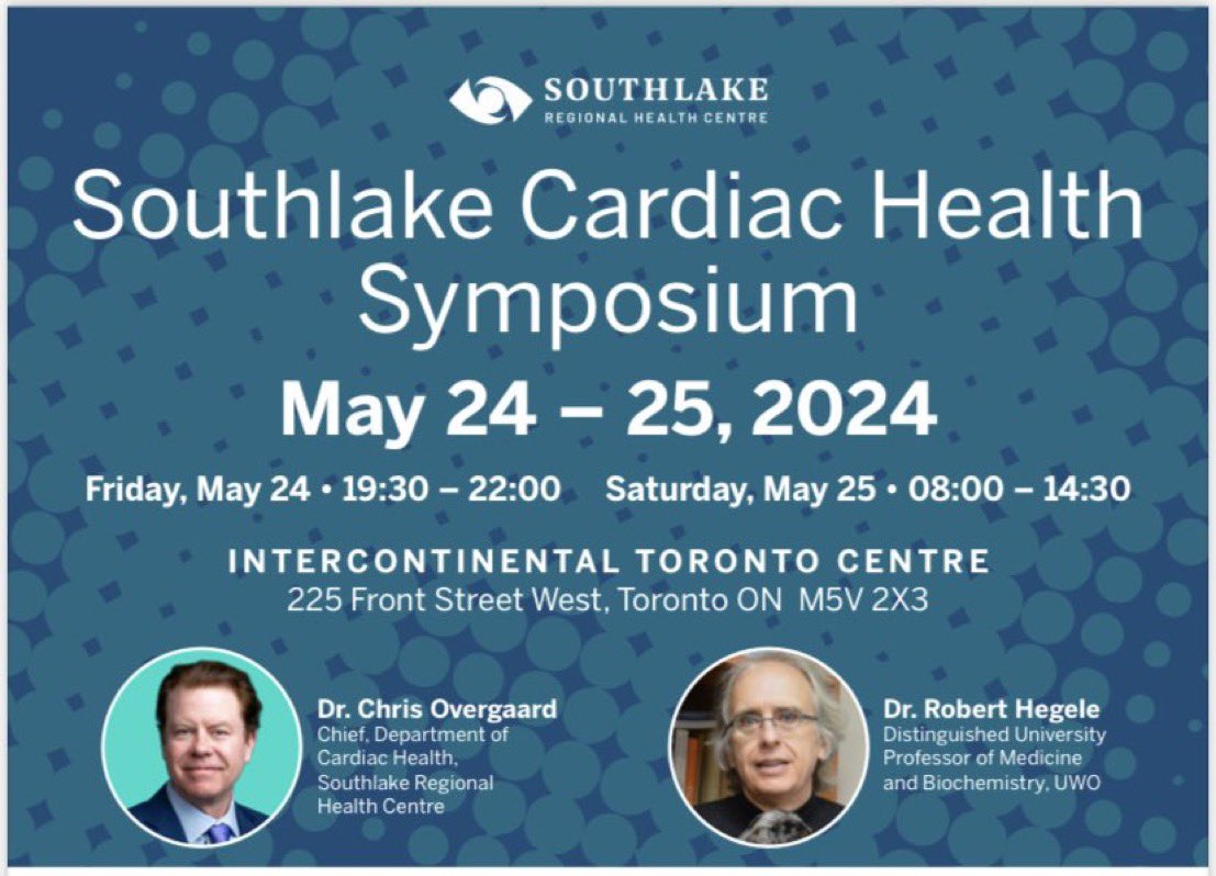 Join the Southlake #Cardiac Health Symposium! This program is designed to educate cardiologists, internists, and other #healthcare providers from the GTA on contemporary cardiology topics and Southlake’s cardiac services. Space is limited. Register: xpertize.com/meeting/southl…