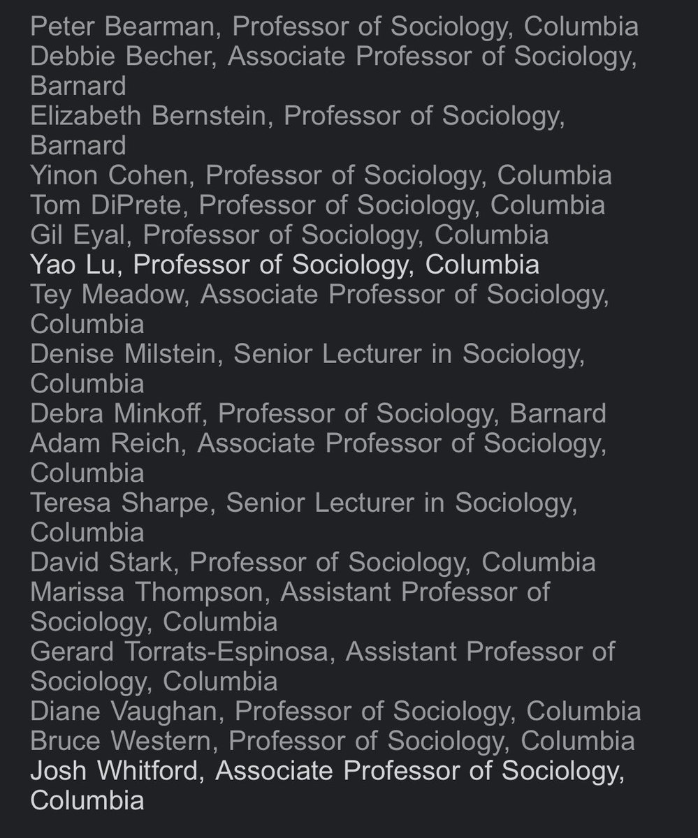 A group of Columbia Sociology faculty circulated this statement in support of Columbia student protesters arrested by NYPD and disciplined by the university last week.