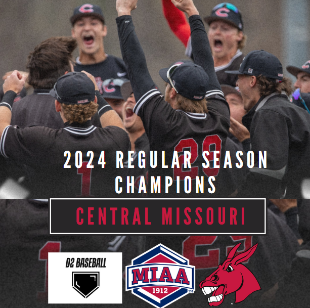 divIIbaseball's tweet photo. After their win on Sunday, Central Missouri officially clinches the MIAA regular season title! Their fifth straight regular season title and they became the first DII team to 40 wins.

#D2Baseball https://t.co/t6KTU1men4