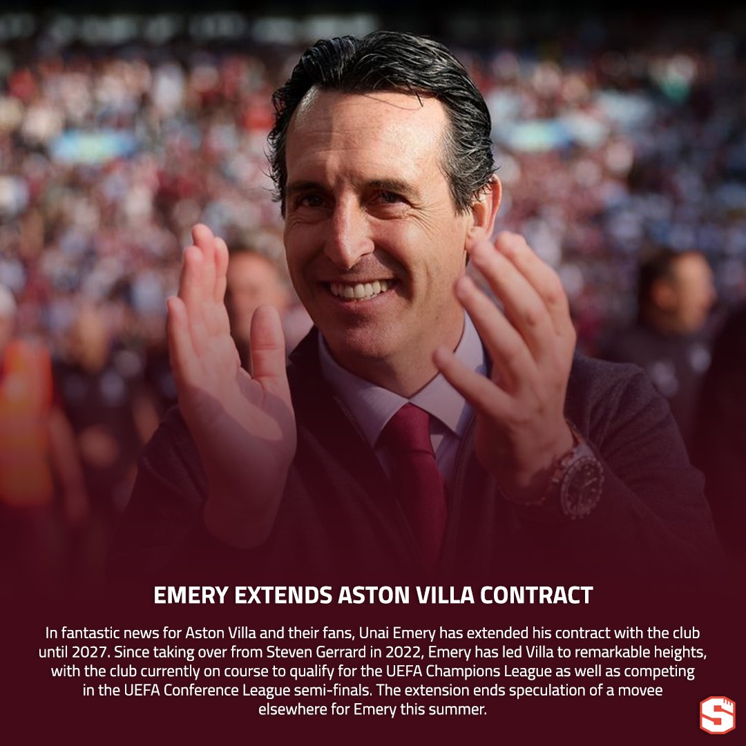 Fantastic news for Aston Villa fans - Unai Emery has officially extended his contract until 2027 🦁 #AVFC