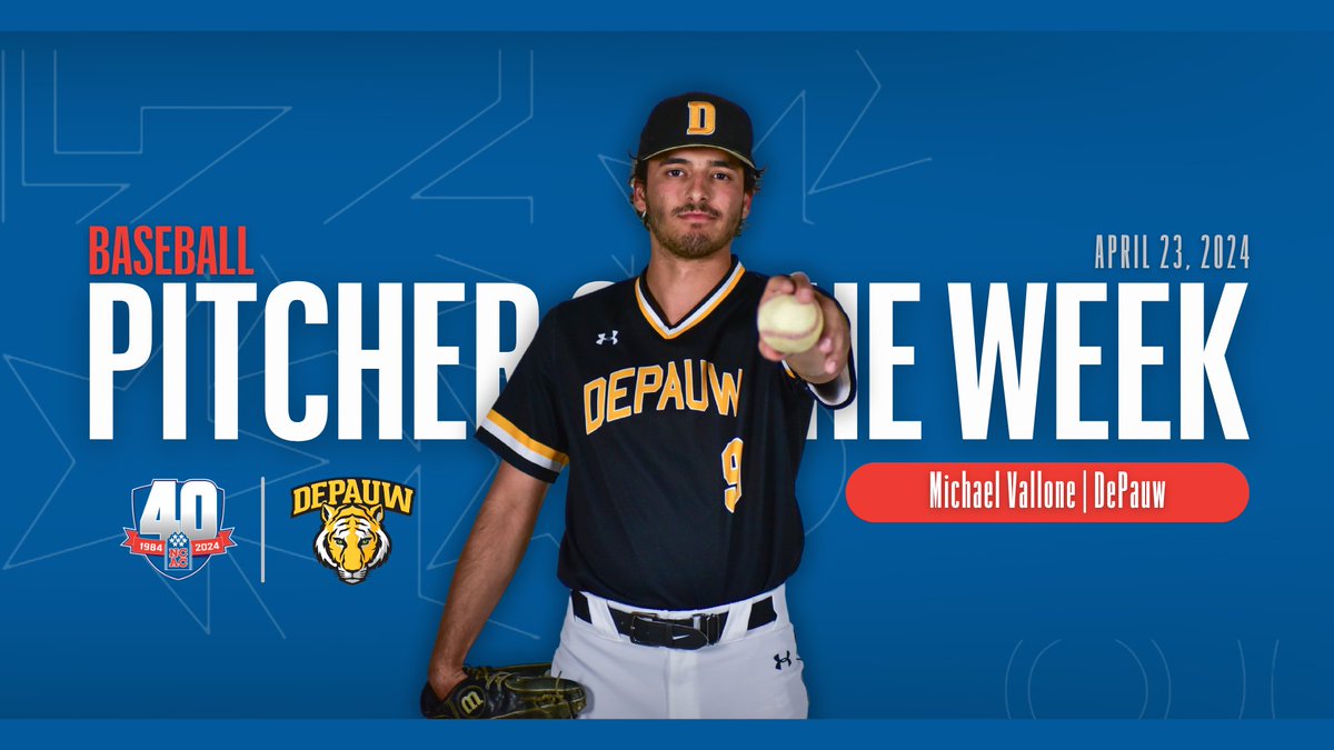 .@NCAC Baseball Pitcher of the Week: Michael Vallone of @DePauwBaseball #NCACPride | #NCACFamily | #ncacbb 📰 tinyurl.com/y8434d32