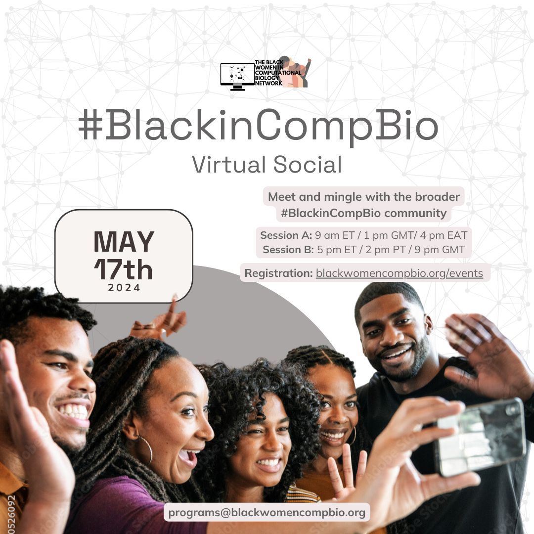 Are you #BlackInCompBio? Join us on Friday, May 17th, for an open social event to connect with others across the globe. Join one or both sessions to get to know others in the community. Learn more and RSVP for a session: buff.ly/3U9cTsO