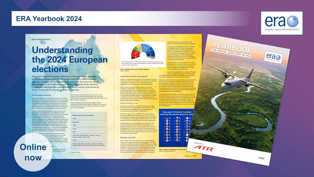 With the European elections approaching, representing a pivotal moment in the political direction for the institutions, in our ERA Yearbook we take look at how voting works and how the results might affect the regulatory landscape for aviation. Read more: ow.ly/CfRj50Rm9bT