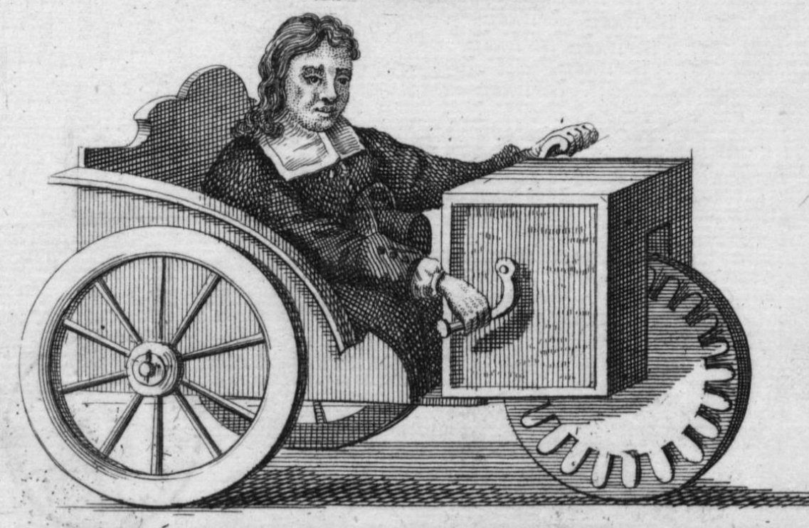 In 1665 AD, first self-propelled wheelchair was invented by Stephan Farffler (1633-1689 AD), a German paraplegic watchmaker. Built on a three-wheel chassis, it had hand cranks attached to the front wheel.