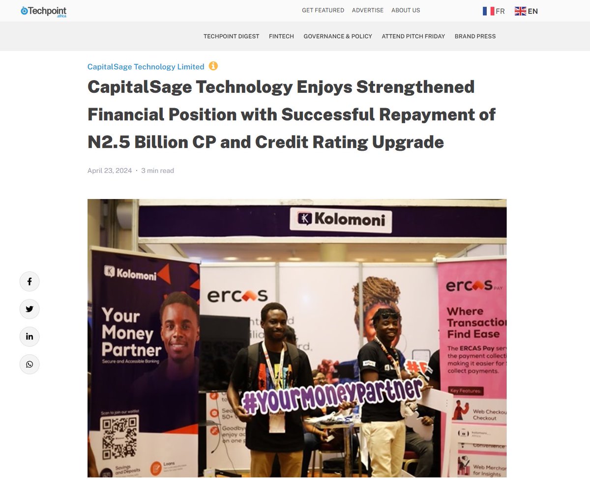 Kolomoni_ng's tweet photo. Big News for the Kolomoni Family🎉
Our parent company, @CapitalSage_ , just achieved some amazing things.
They successfully repaid a commercial paper and received a rating upgrade, showcasing their commitment to financial responsibility and growth.
#Kolomoni #CapitalSage https://t.co/GmyKI8qzhH