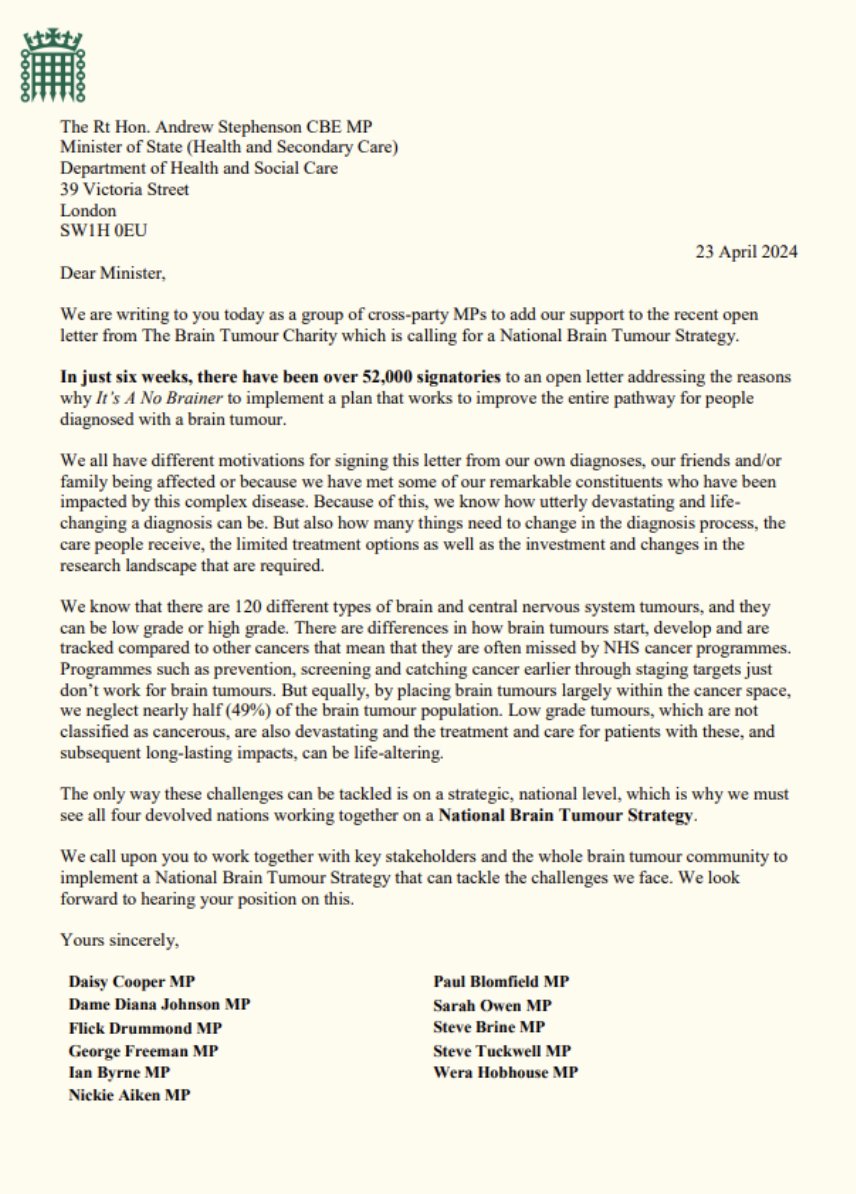 Amethyst UK Radiotherapy (@uk_amethyst) on Twitter photo Wonderful to see MPs from across the political spectrum coming together to support <a href="/BrainTumourOrg/">The Brain Tumour Charity</a>'s calls for a National Brain Tumour Strategy - such important work from all involved.
#ItsANoBrainer Wonderful to see MPs from across the political spectrum coming together to support <a href="/BrainTumourOrg/">The Brain Tumour Charity</a>'s calls for a National Brain Tumour Strategy - such important work from all involved.
#ItsANoBrainer
