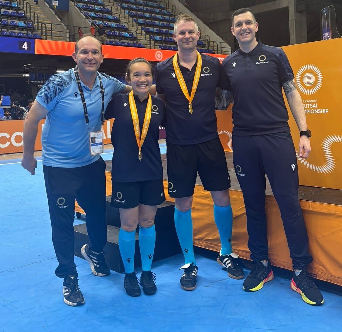 Congrats to the U.S. Soccer Referee trio of Josh Wilkins, Krystin Pahia, and Matthew Rodman who officiated decisive matches at the recently concluded @Concacaf Futsal Championship in Nicaragua.