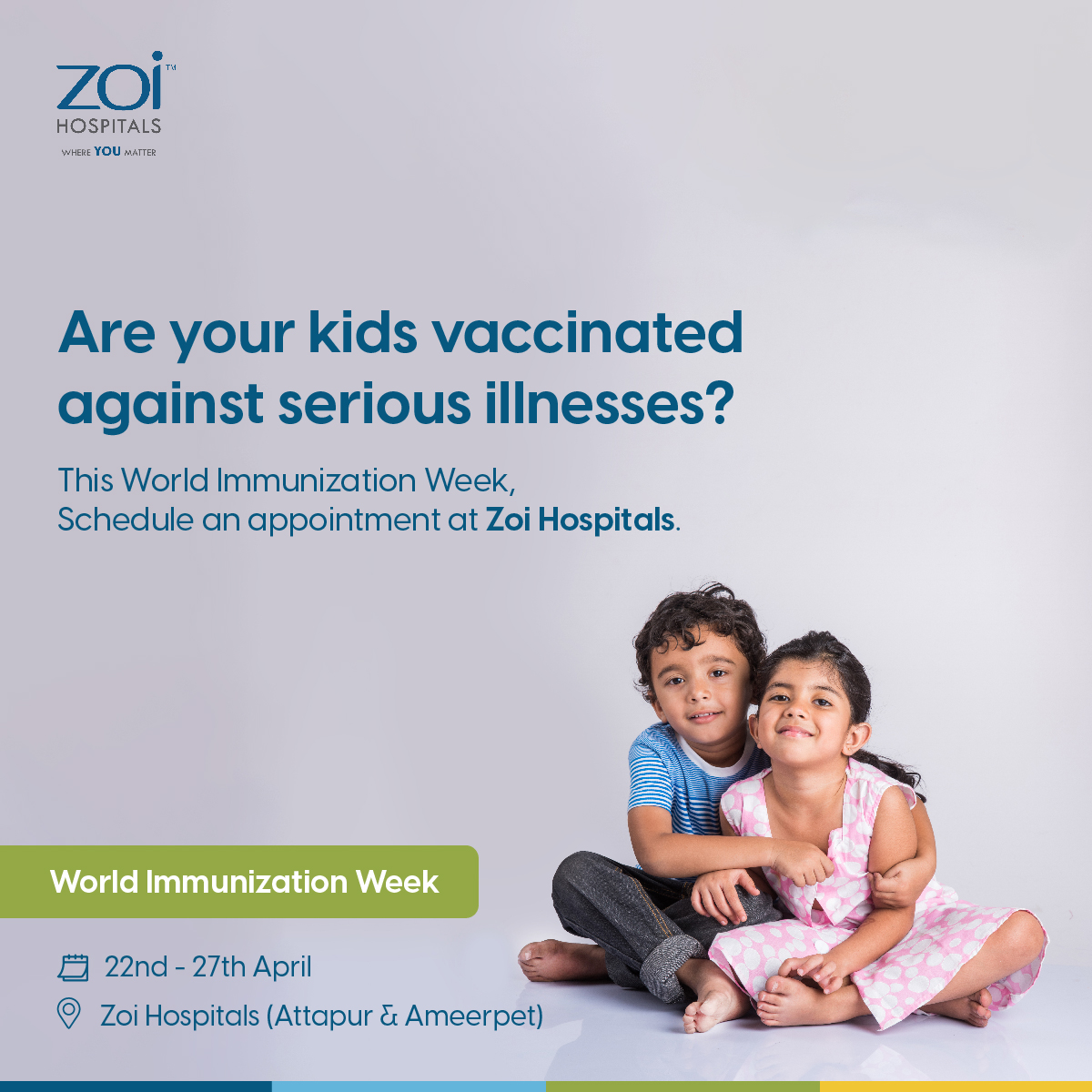 This World Immunization Week, Zoi Hospitals provides a comfortable environment for your child's vaccination. Visit the link below to learn about the recommended vaccines. #ZoiHospitals #WorldImmunizationWeek #ZoiAttapur #ZoiAmeerpet #ZoiHospitalsHyderabad #Vaccine #Vaccinations