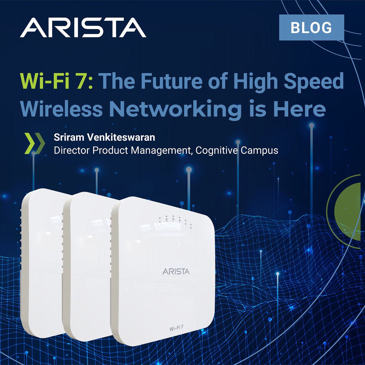 Arista is taking the next step in the evolution of Wi-Fi by introducing a Wi-Fi 7 access point, the C-460, built on the Qualcomm Networking Pro 1220 platform. To learn more check out Sriram Venkiteswaran's blog: bit.ly/3JshyRE #wifi #wifi7