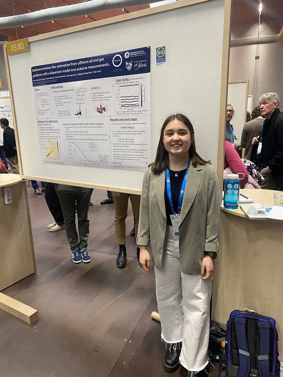 iirenemcc's tweet photo. Excited to share my debut at #EGU24 in Vienna! Presented my Master’s project on methane emissions sampled with @faam146. Met many inspiring scientists and learned about different fields. Hopefully, the first of many EGU conferences to come! 🌍🧪🛩️ @ChemistryatYork @AtmosScience https://t.co/3F4z1LWW3L