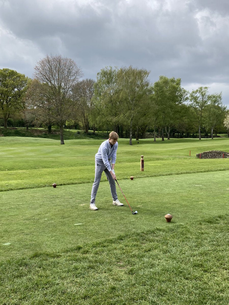 HbyGolf's tweet photo. We’re off. Ollie &amp; Austin match 1; Tejas &amp; Arjun match 2; Fin &amp; JJ match 3. https://t.co/TFlDmKZZ6g